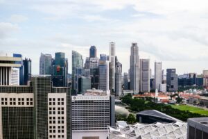 A view of a city from a tall building