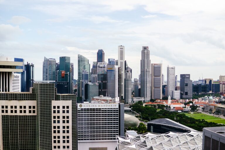 A view of a city from a tall building