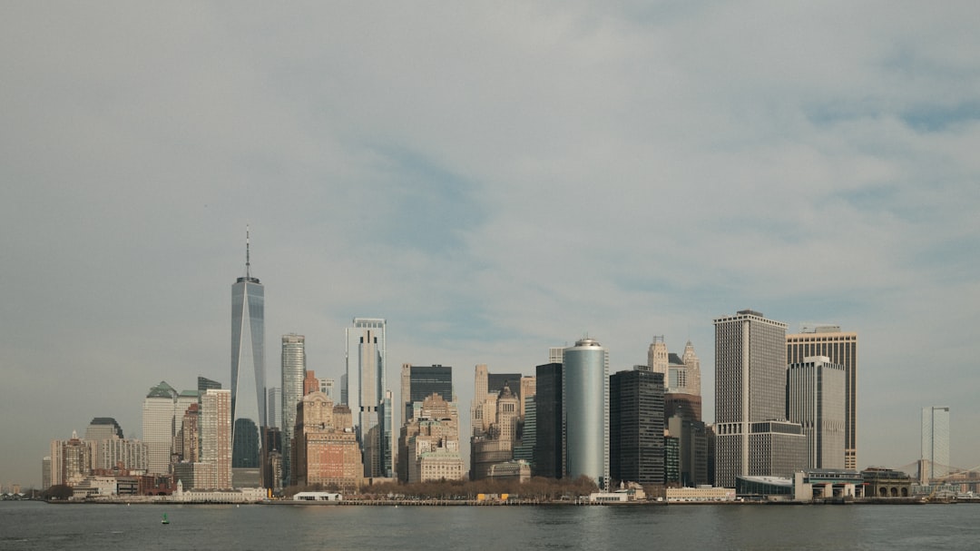 New york city skyline with one world trade center prominent.