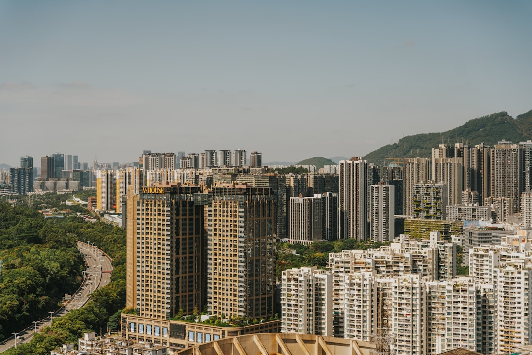 A view of a large city with tall buildings