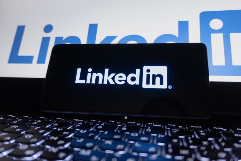 Linkedin logo displayed on a smartphone screen.