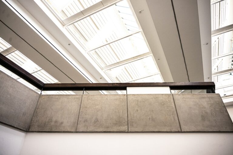 Modern interior with concrete and glass elements