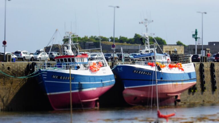 A couple of boats that are sitting in the water