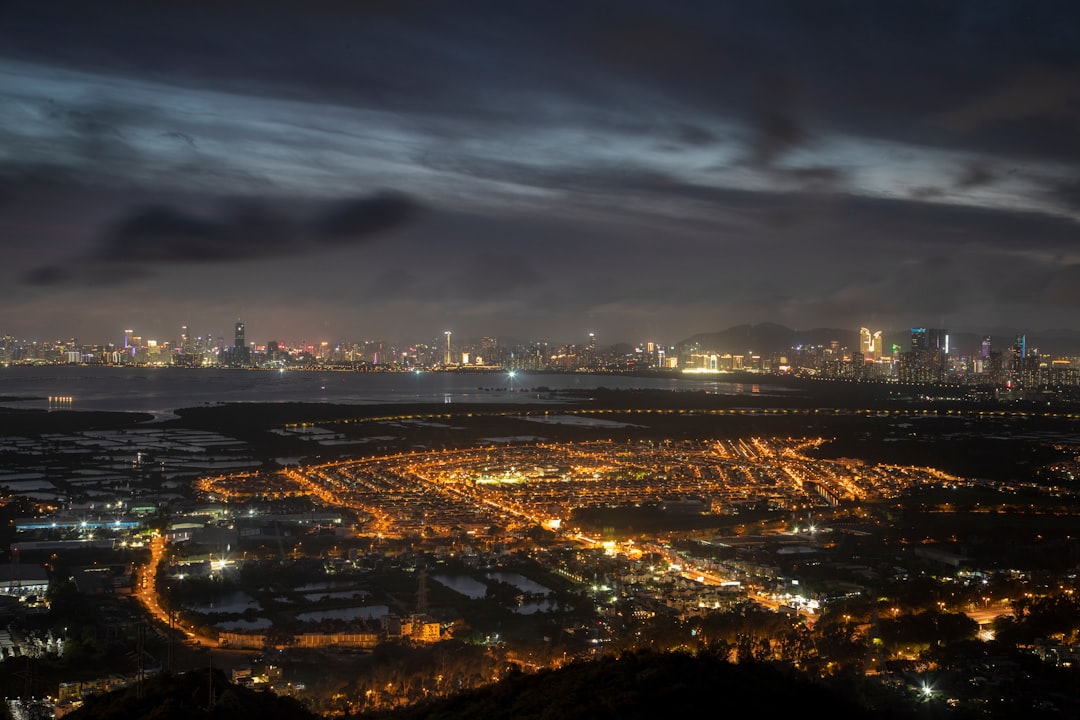 a cityscape at night