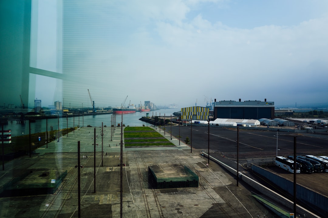 Industrial port with a large ship and cranes