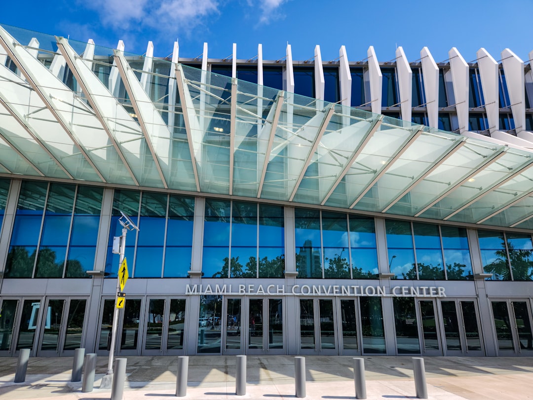 A large building with a large glass front