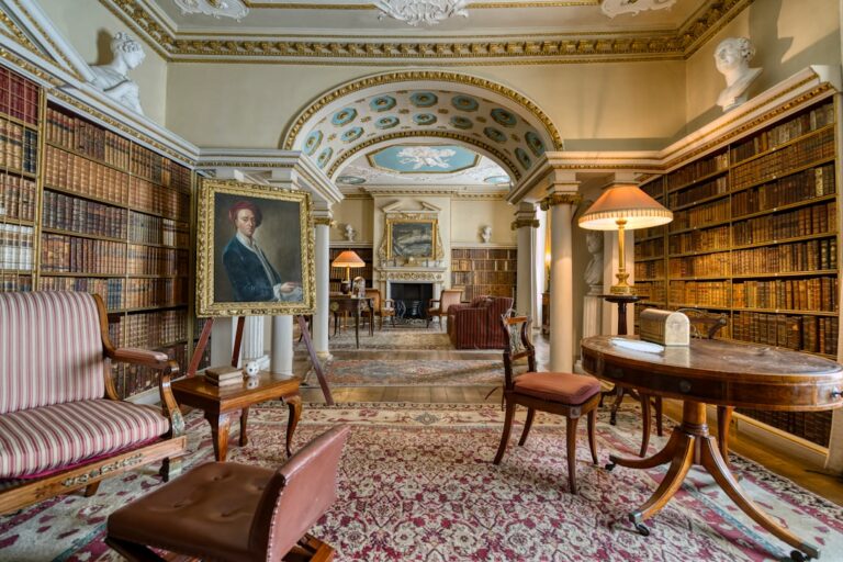 a room filled with lots of books and furniture