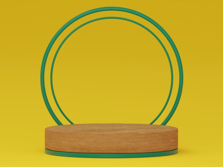 a wooden base with a green ring around it